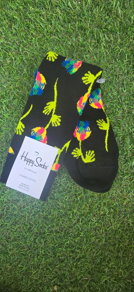 Happy Socks for men's Hand Flower Print Black UK7-12 EU41-46 BNWT RRP £16