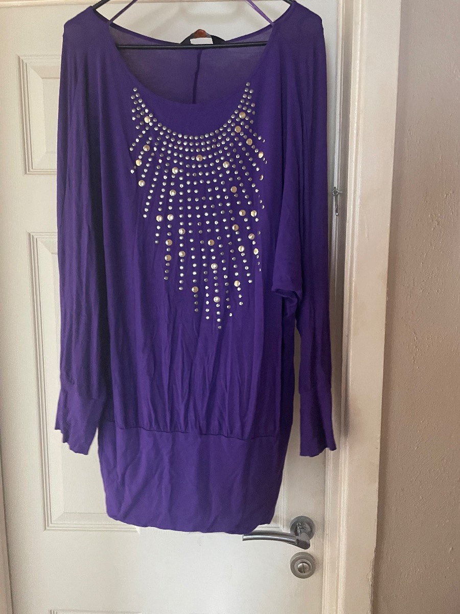 Amber Purple Studded Tunic Top / Mini Dress – Size 16/18