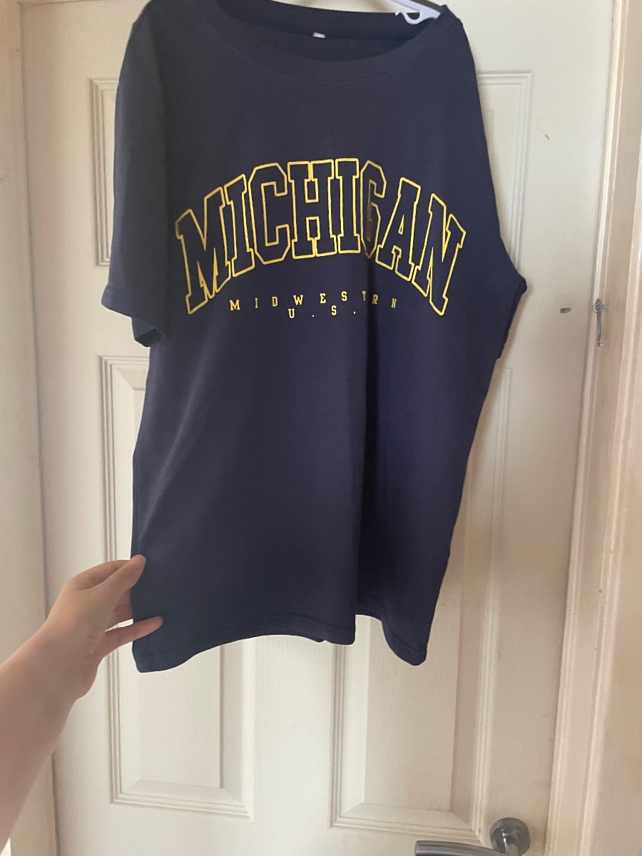 Navy Blue "Michigan Midwestern U.S." Graphic T-Shirt size small