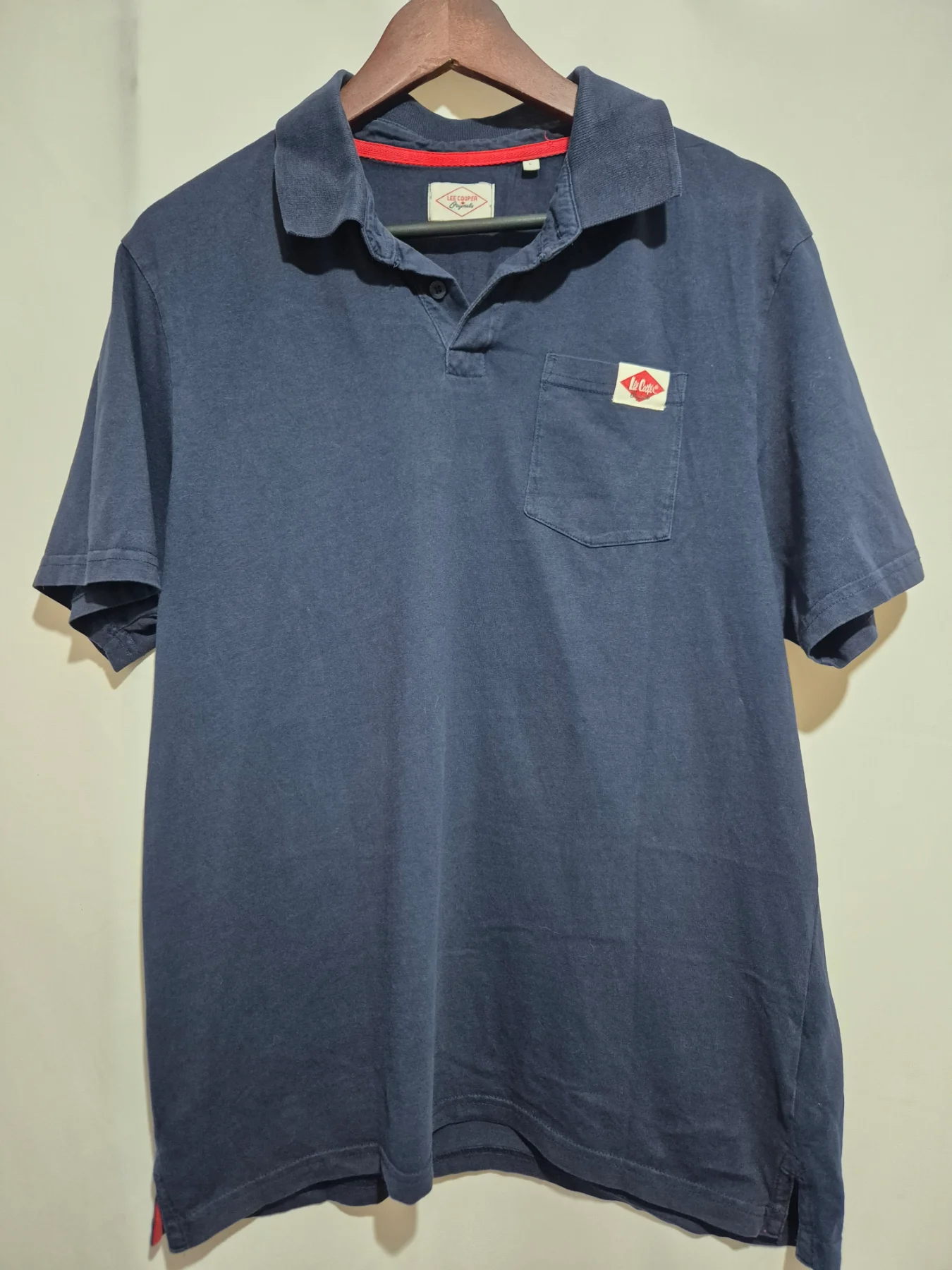 Lee Cooper Originals Navy Blue Polo Shirt Mens Size L Large Pique Casual Top T-shirt