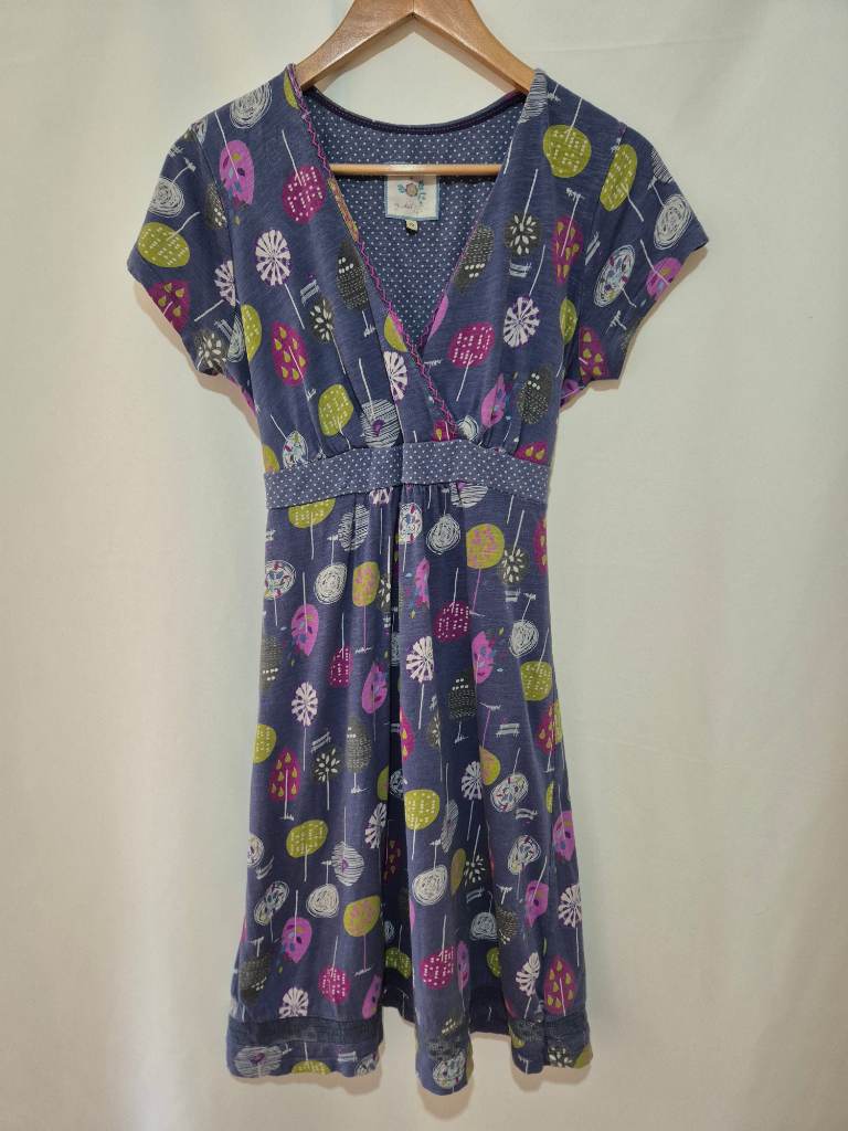 Women's Mantaray Faithful and True Short Sleeve Dress size 10 Blue Floral Spring Summer