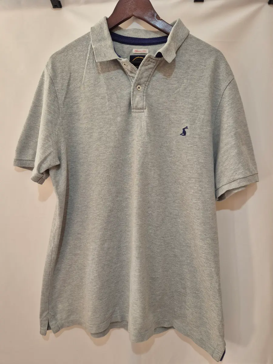 Joules Grey Polo Shirt Mens Size XL Extra Large Classic Fit Woody Embroidered Hare