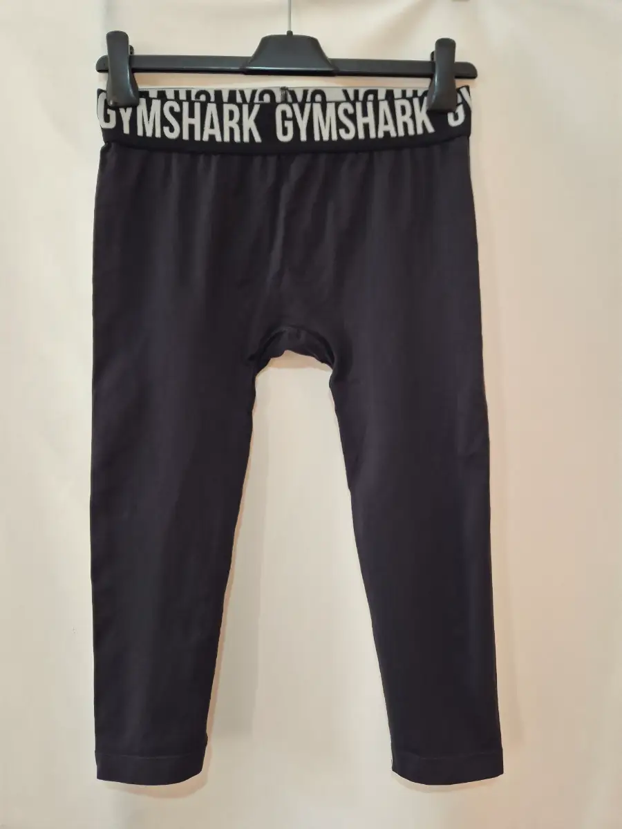 Gymshark Seamless Cropped Leggings Womens Size M 12 14 Black Gym Yoga Tights