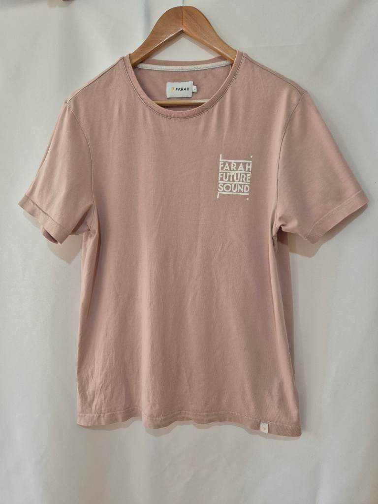 Men's Farah Short Sleeve T-shirt Top size L Large chest 40 Rose Pink