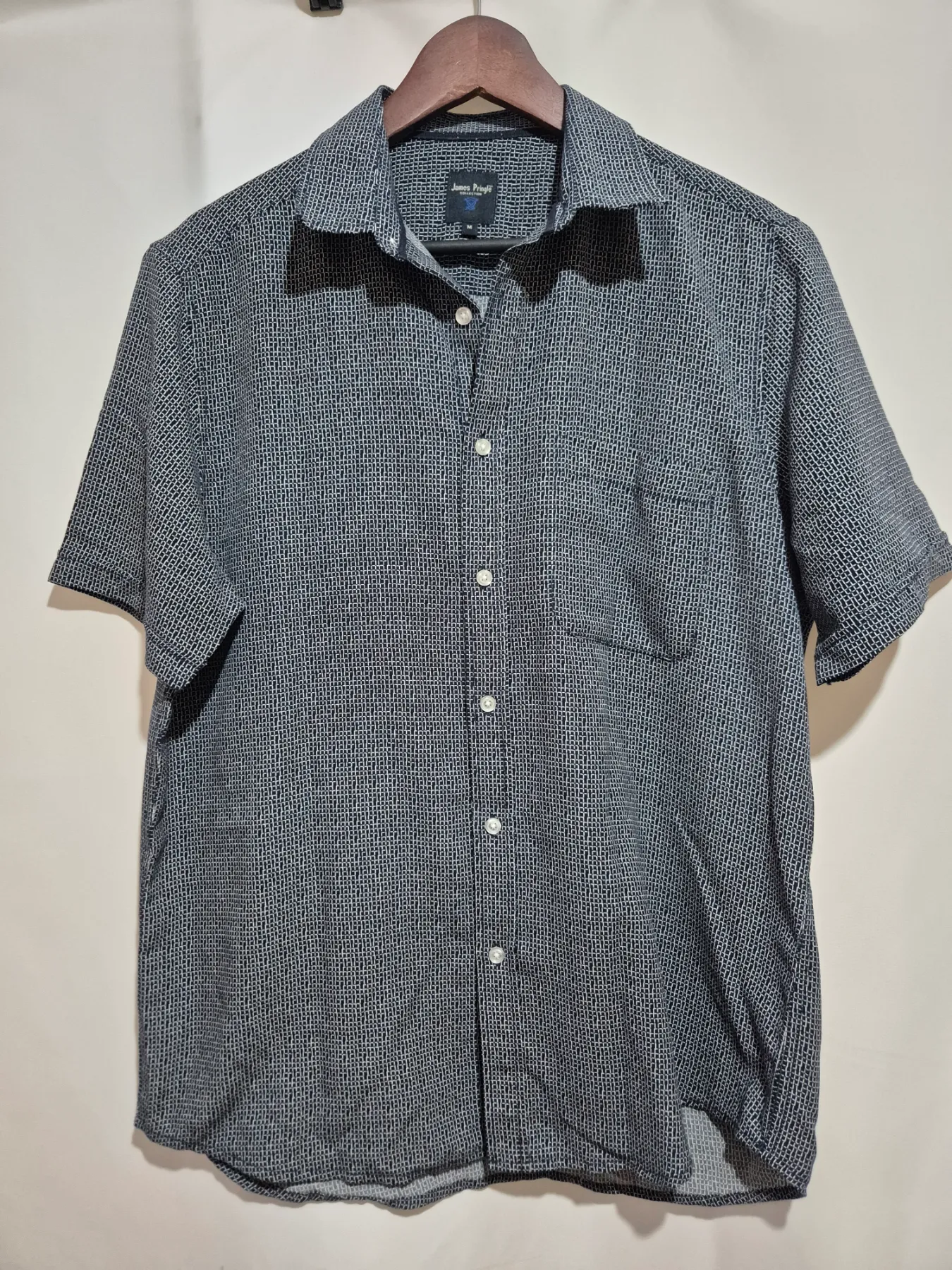 James Pringle Short Sleeve Shirt Mens Size M Medium Geometric Pattern Smart Casual
