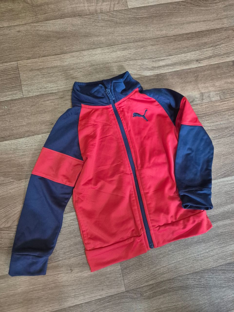 Boys Puma Jacket Sweatshirt size 4 years Red Navy Zip Through Lightweight