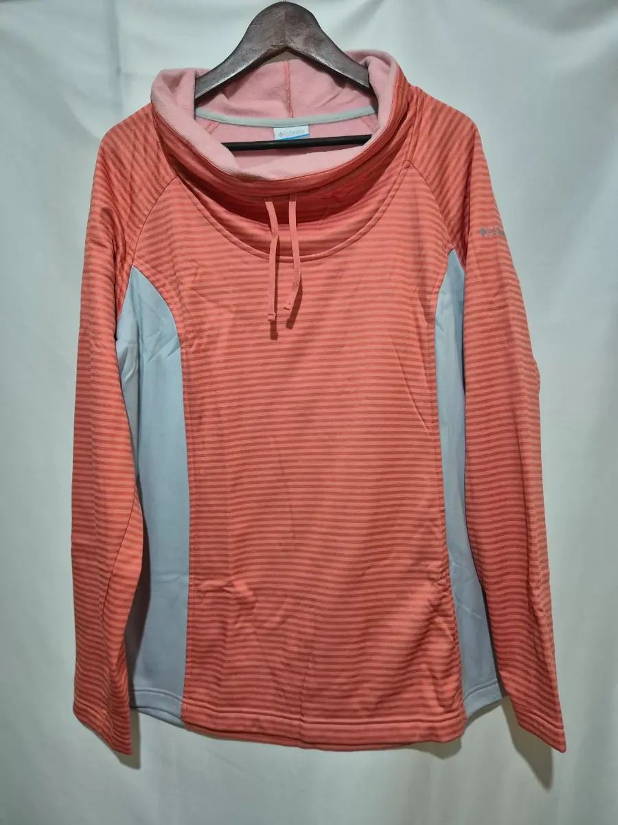 Columbia Performance Cowl Neck Jumper Sweater siz XL 16 Coral Grey Stripe Fleece