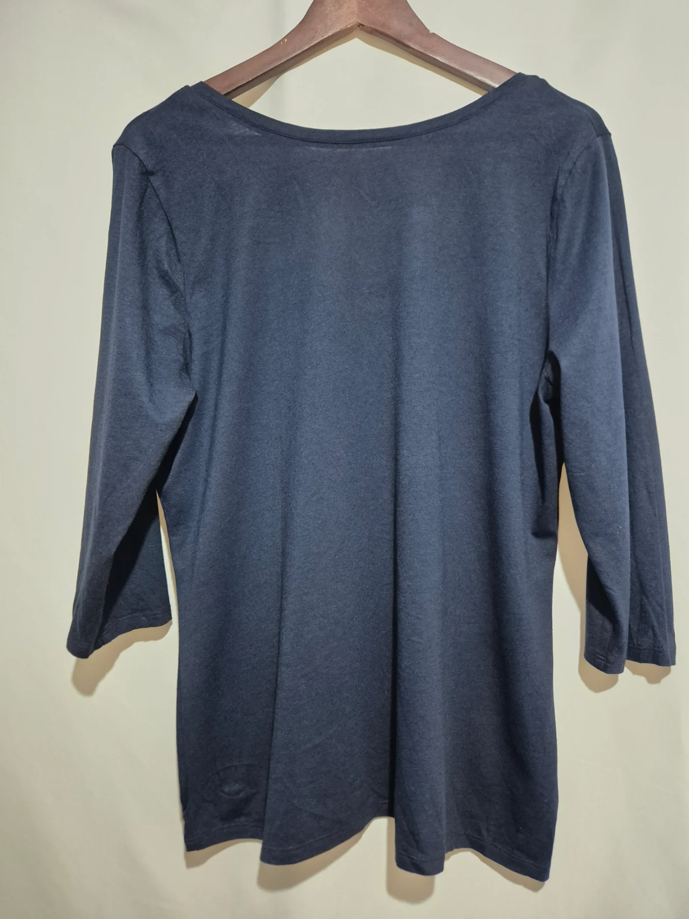 Boden Womens Navy Blue Top Size 14 3/4 Sleeve Boat Neck Soft Jersey Blouse T-shirt