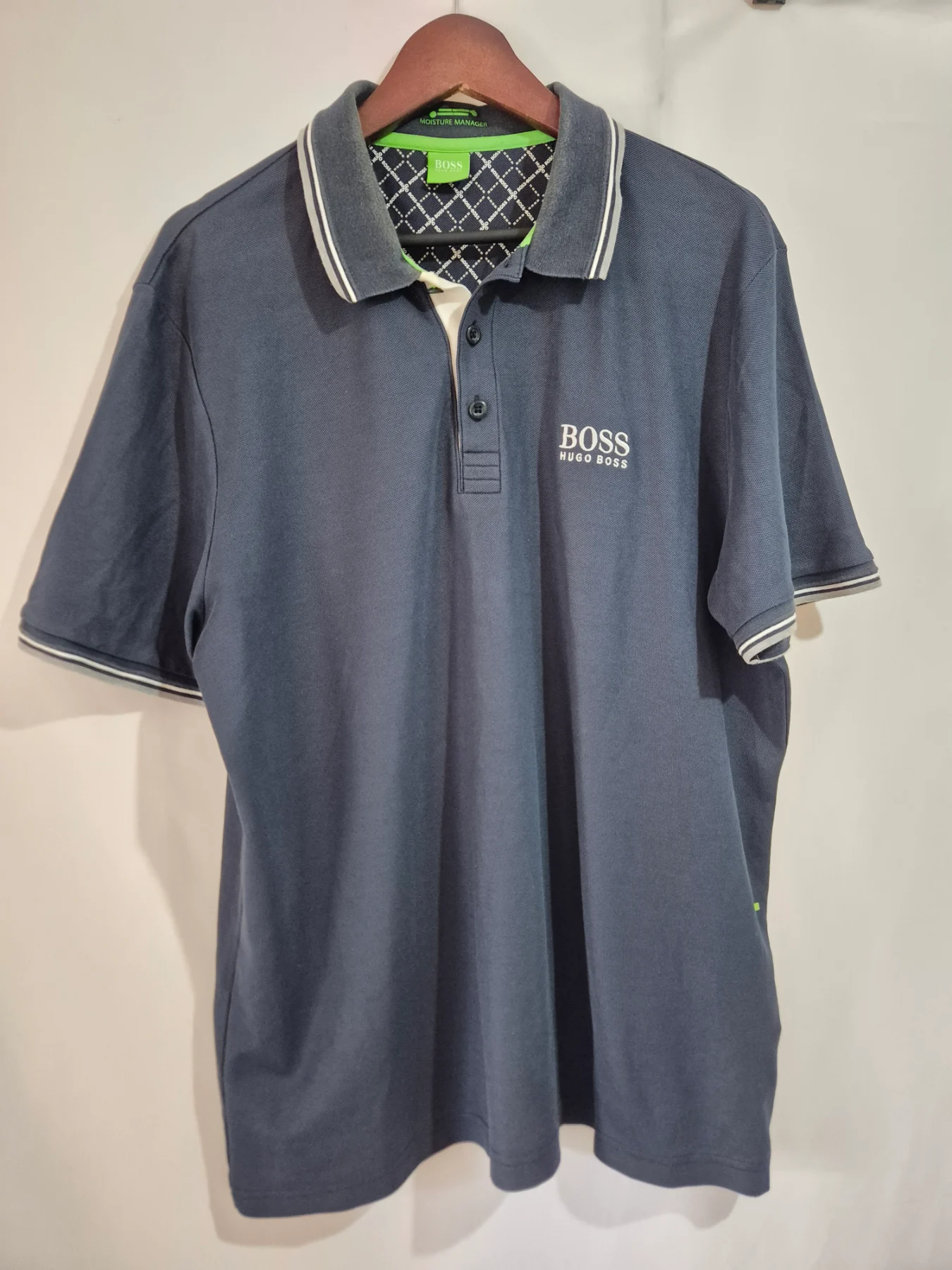 Hugo Boss Navy Polo Shirt Mens XXL Moisture Management Golf Top Green Label