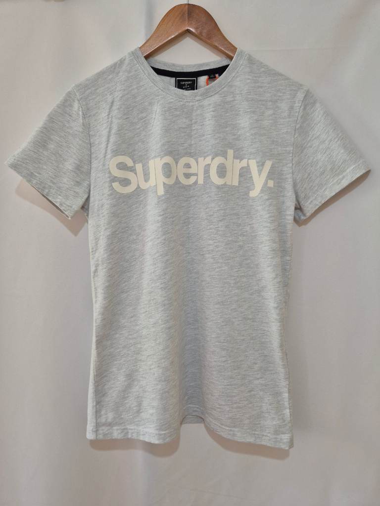Men's Superdry Short Sleeve T-shirt Top size S Small chest 36" Light Grey Soft Fabric