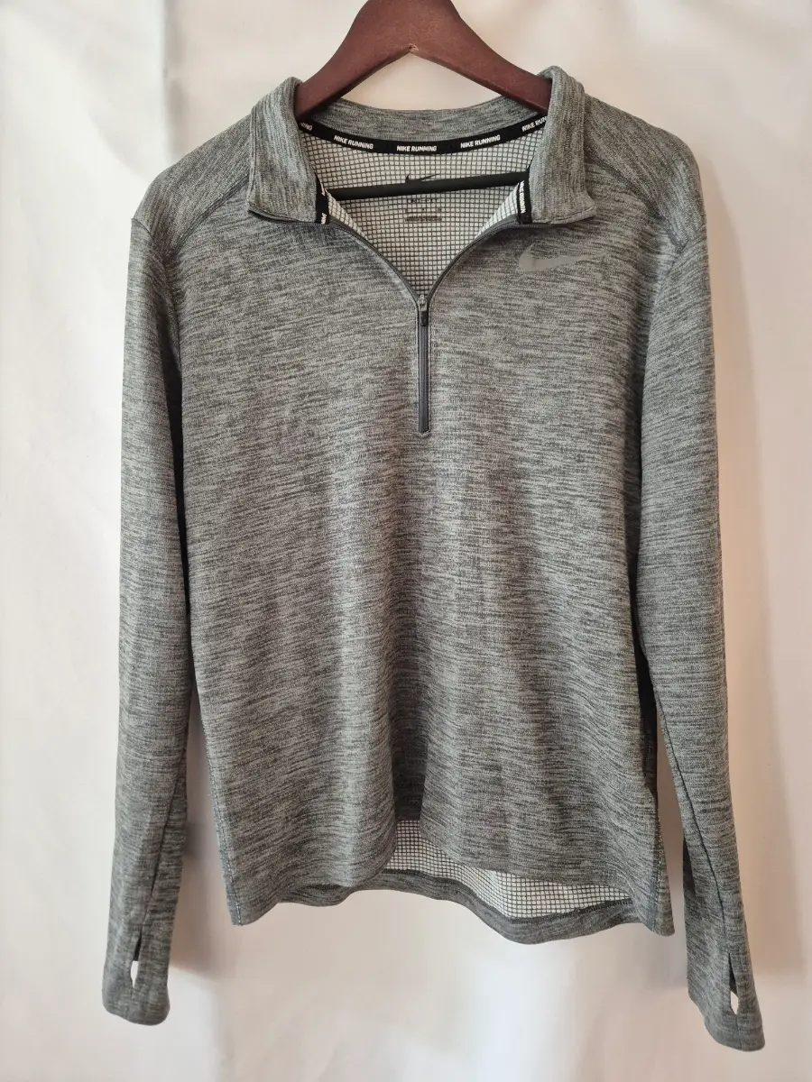 Nike Grey Marl Dri-Fit Running Top Women's Size S Small 8 10 1/4 Zip Sweatshirt