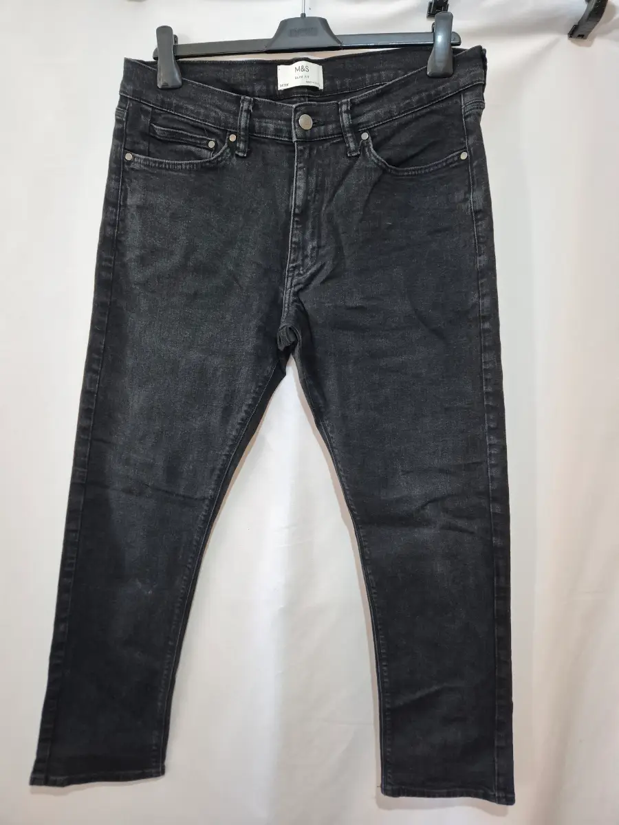 M&S Marks and Spencer Slim Fit Black Jeans Mens W33 L27 Stretch Denim Casual