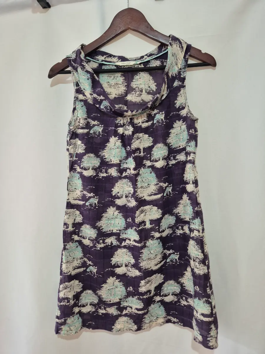 Women's White Stuff Sleeveless Tunic Top size 8 Purple Spring Summer Holiday Beach