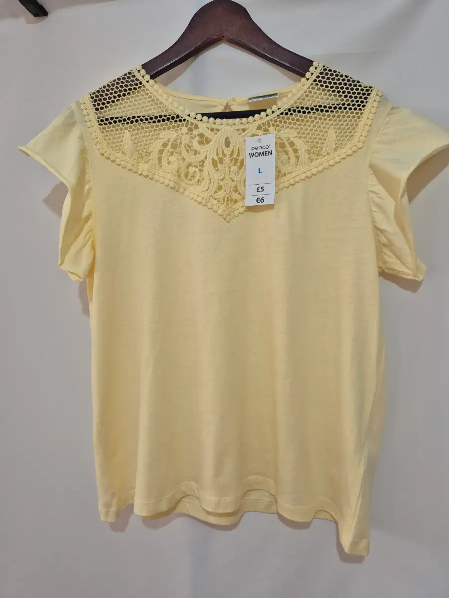 Womens Pepco Beloved Sleeveless T-shirt Top size L Large 16 Yellow Spring Summer