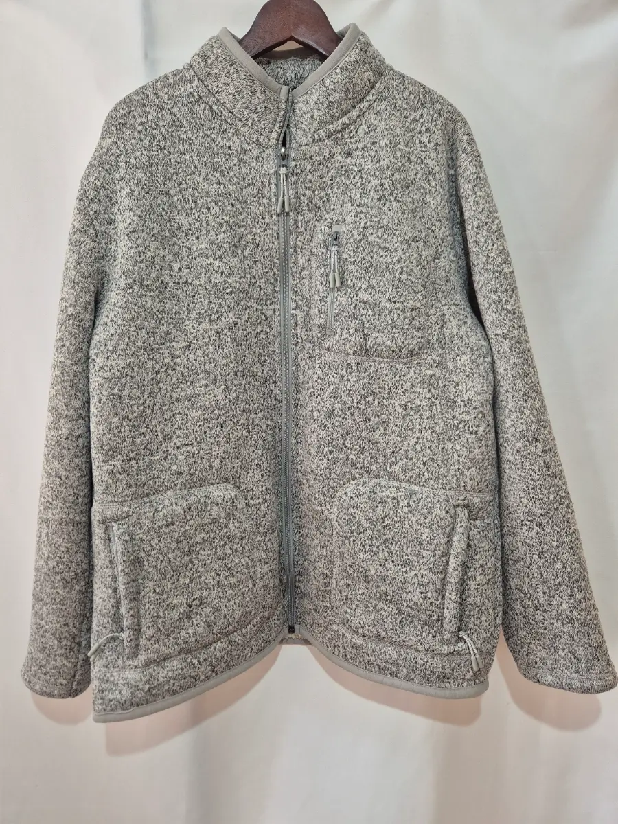 F&F Grey Marl Knit Zip Jacket Coat Mens Size XL Thick Fleece Lined Snit Textured