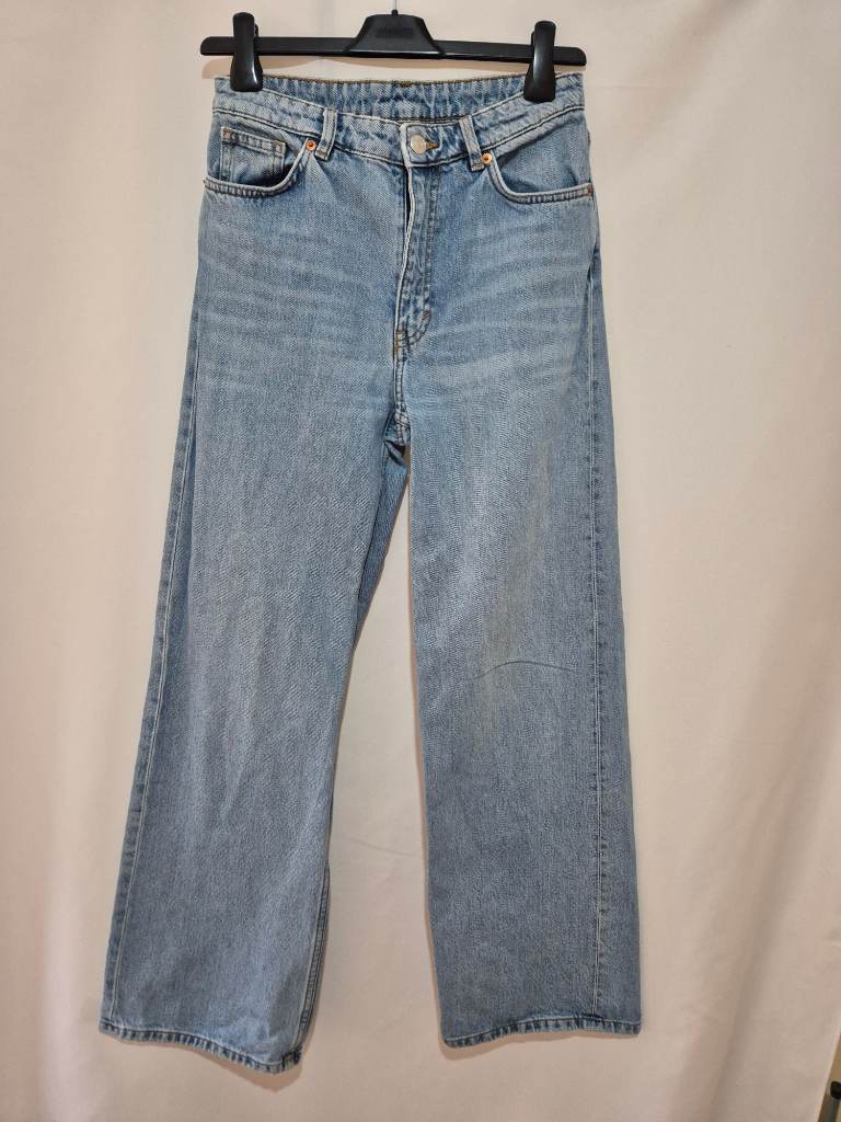 Women's Monki Wide Leg Jeans size 6 (27 x 30) Light Blue Mid Rise