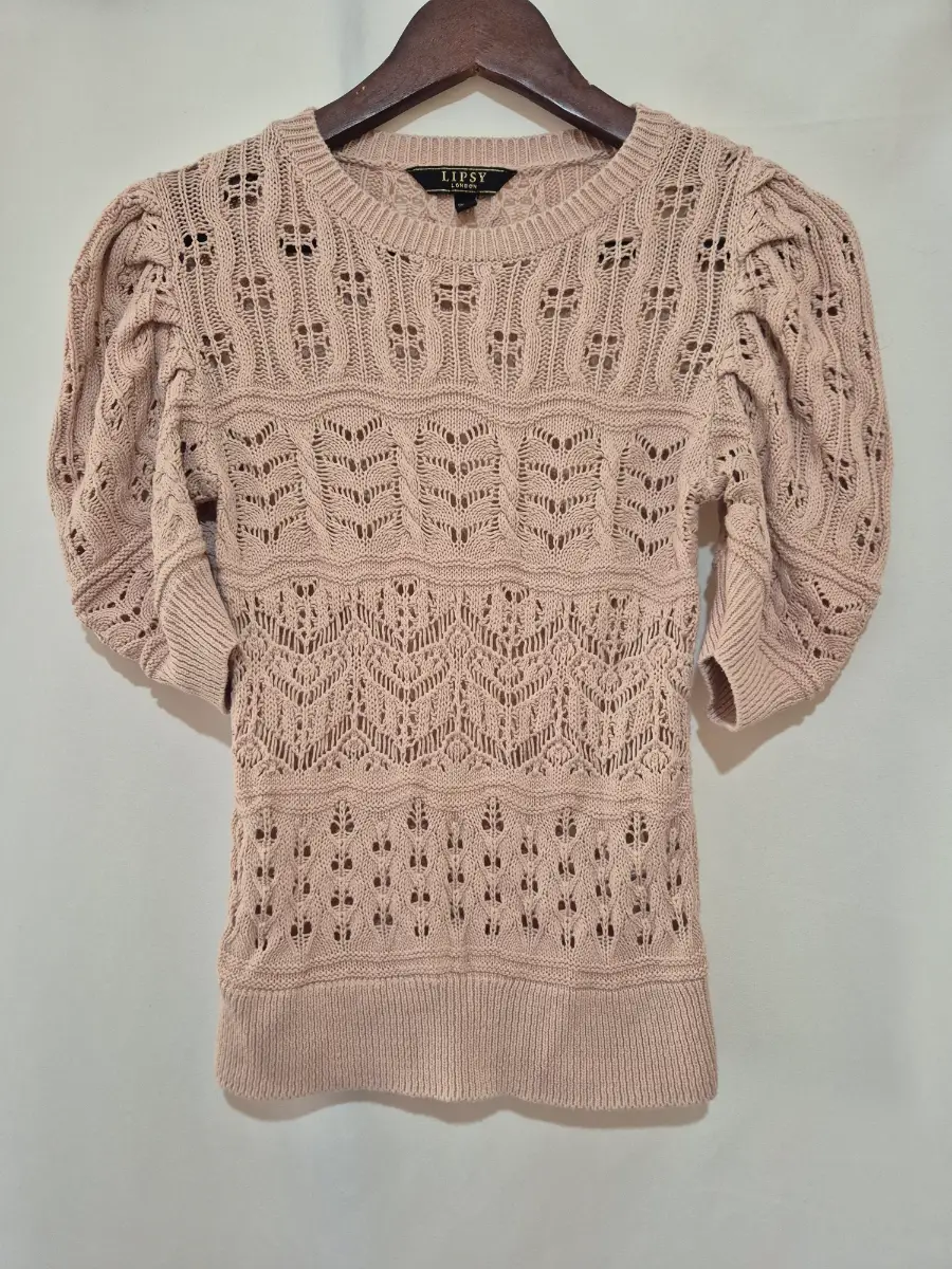 Women's Lipsy Short Sleeve Knitted Jumper Sweater size 6 Rose Pink Spring Summer
