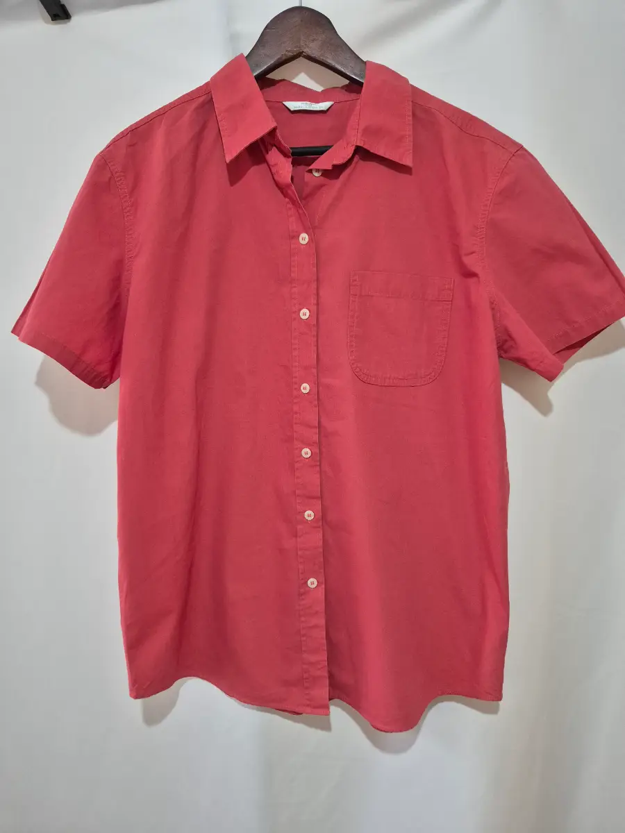 St Michael Coral Pink Shirt Women's Size 14 Short Sleeve Casual Blouse Vintage