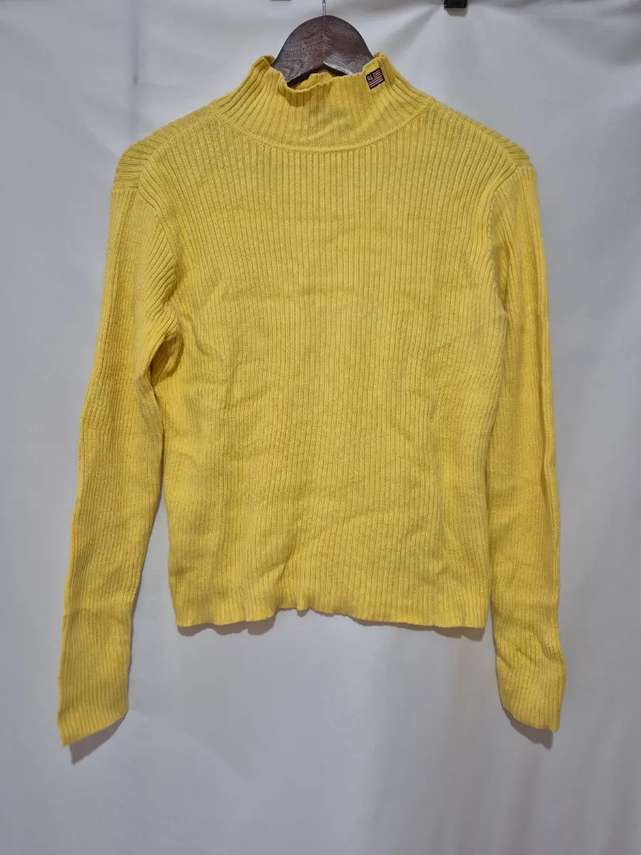 Polo Jeans Co Ralph Lauren Jumper Size PM Petite Medium Yellow Ribbed Knit Sweater