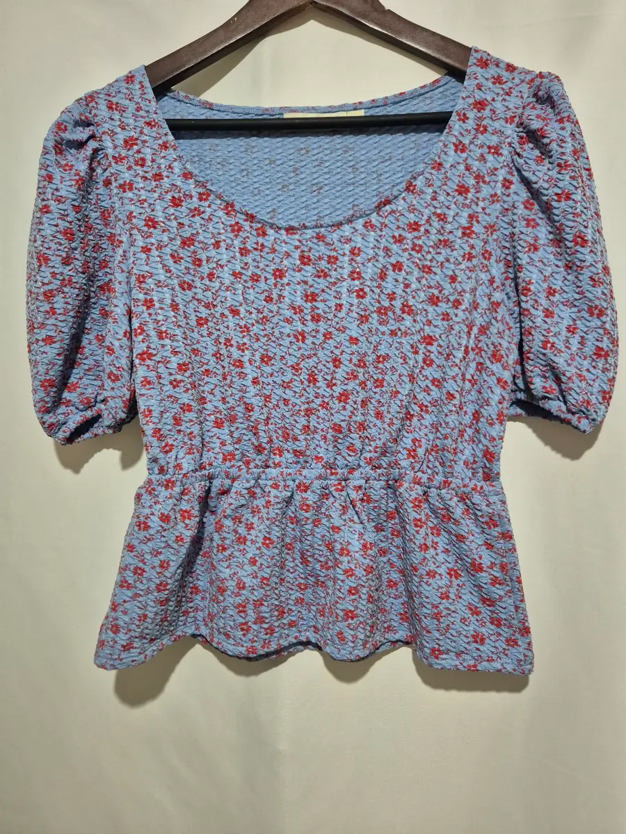 Women's Oasis Y2K Vintage Short Sleeve Top T-shirt size S Small 8-10 Blue Floral