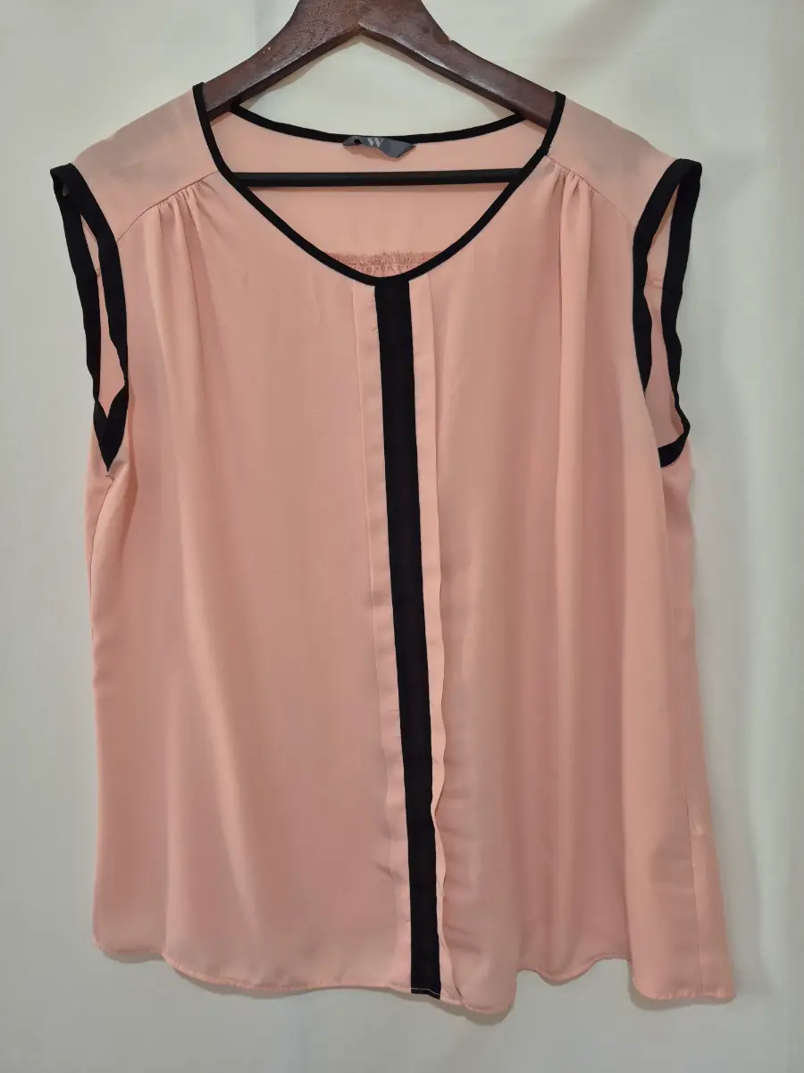BHS Y2K Sleeveless Blouse Top size 18 Rose Pink Black Summer Holiday Party