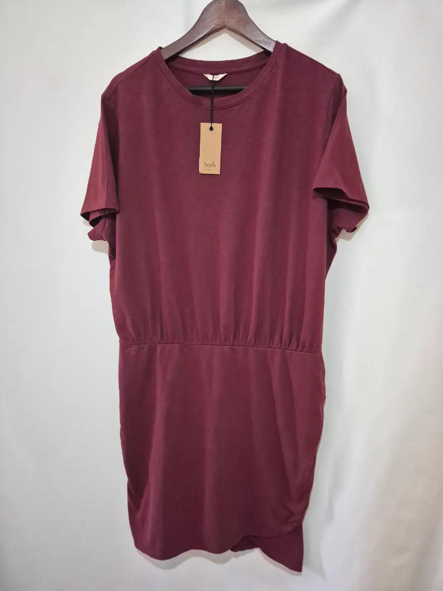 Women's Hush Sleeve Jersey Mini Dress size 18 Burgundy Short Sleeve Wrap Skirt