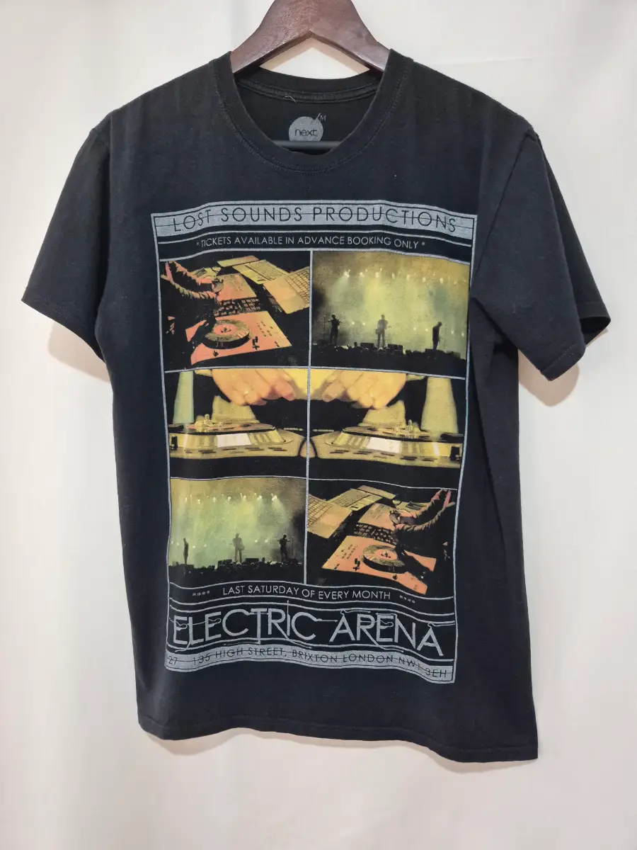 Men's Next Lost Sounds Productions T-shirt Top size M Medium chest 40 Black Band Print