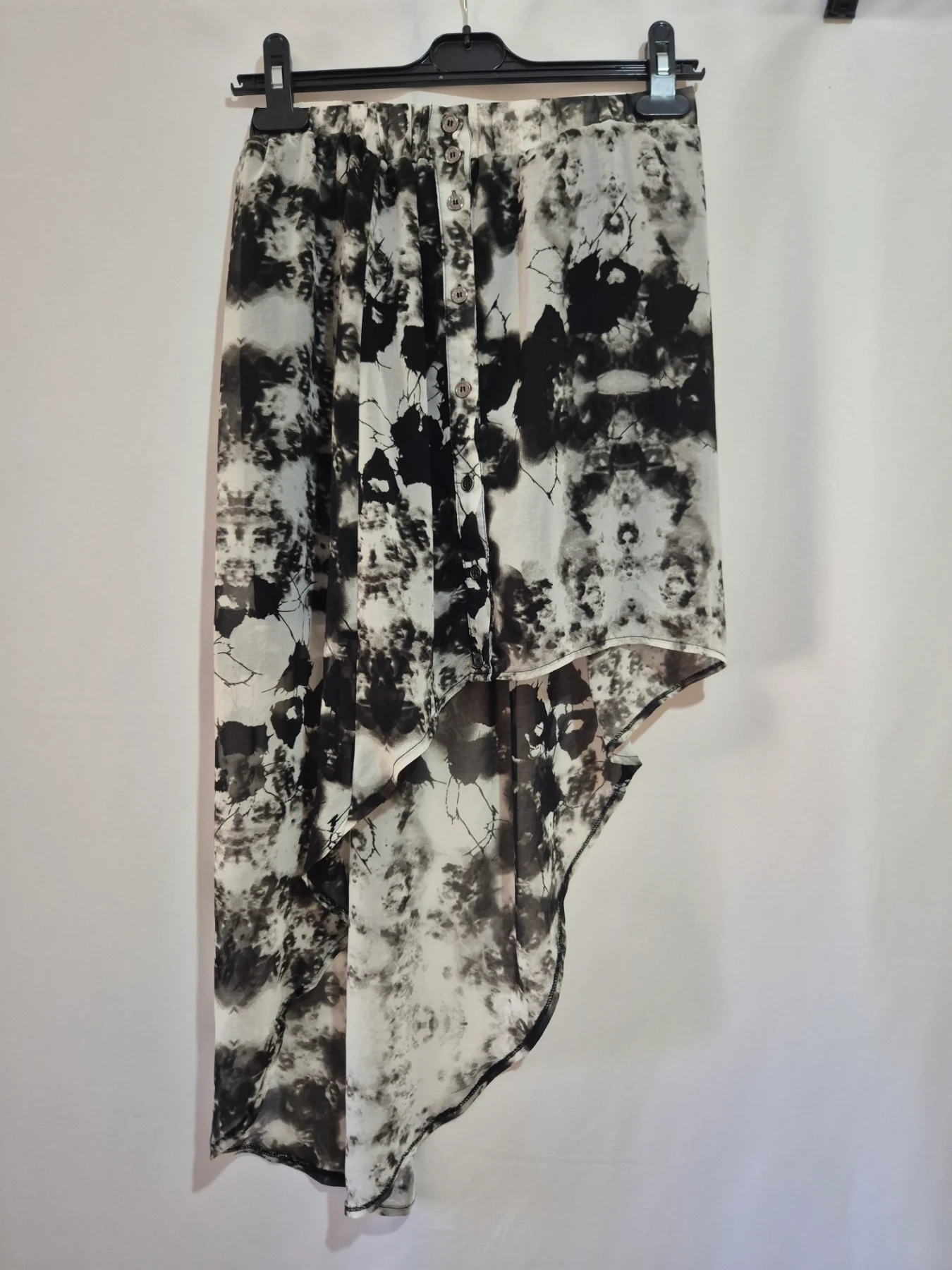 Goldie London High Low Skirt 12 Black White Abstract Print Asymmetrical Boho