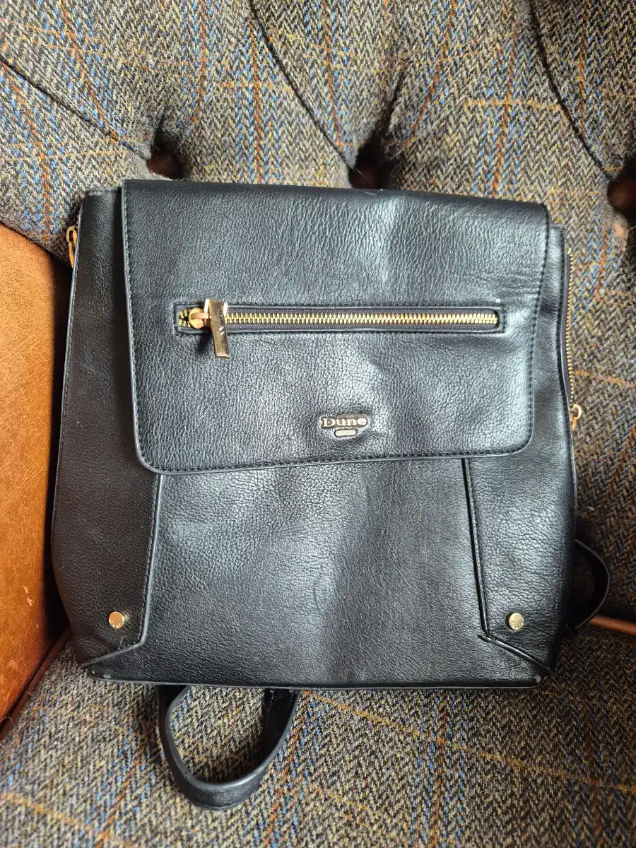 Women's Dune Leather Backpack Bag Black size 11 x 11 x 4.5 inches
