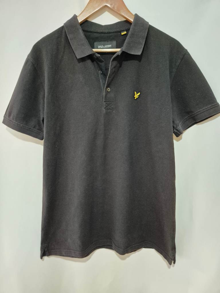 Men's Lyle and Scott Short Sleeve Polo Shirt T-shirt size L Large chest 42" Black
