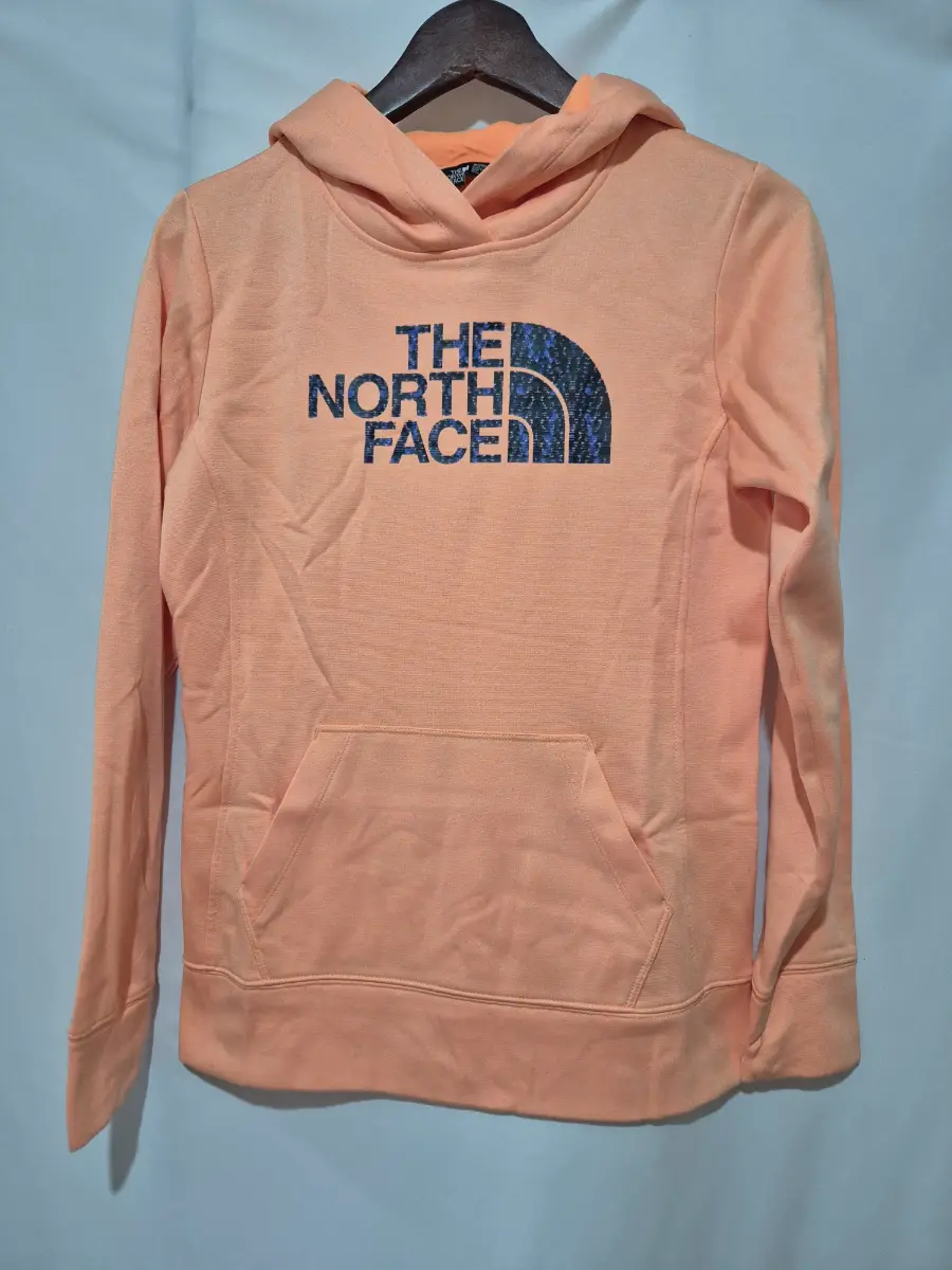 The North Face Hoodie Women's Size XS Peach Coral Pullover Sweatshirt Logo Jumper