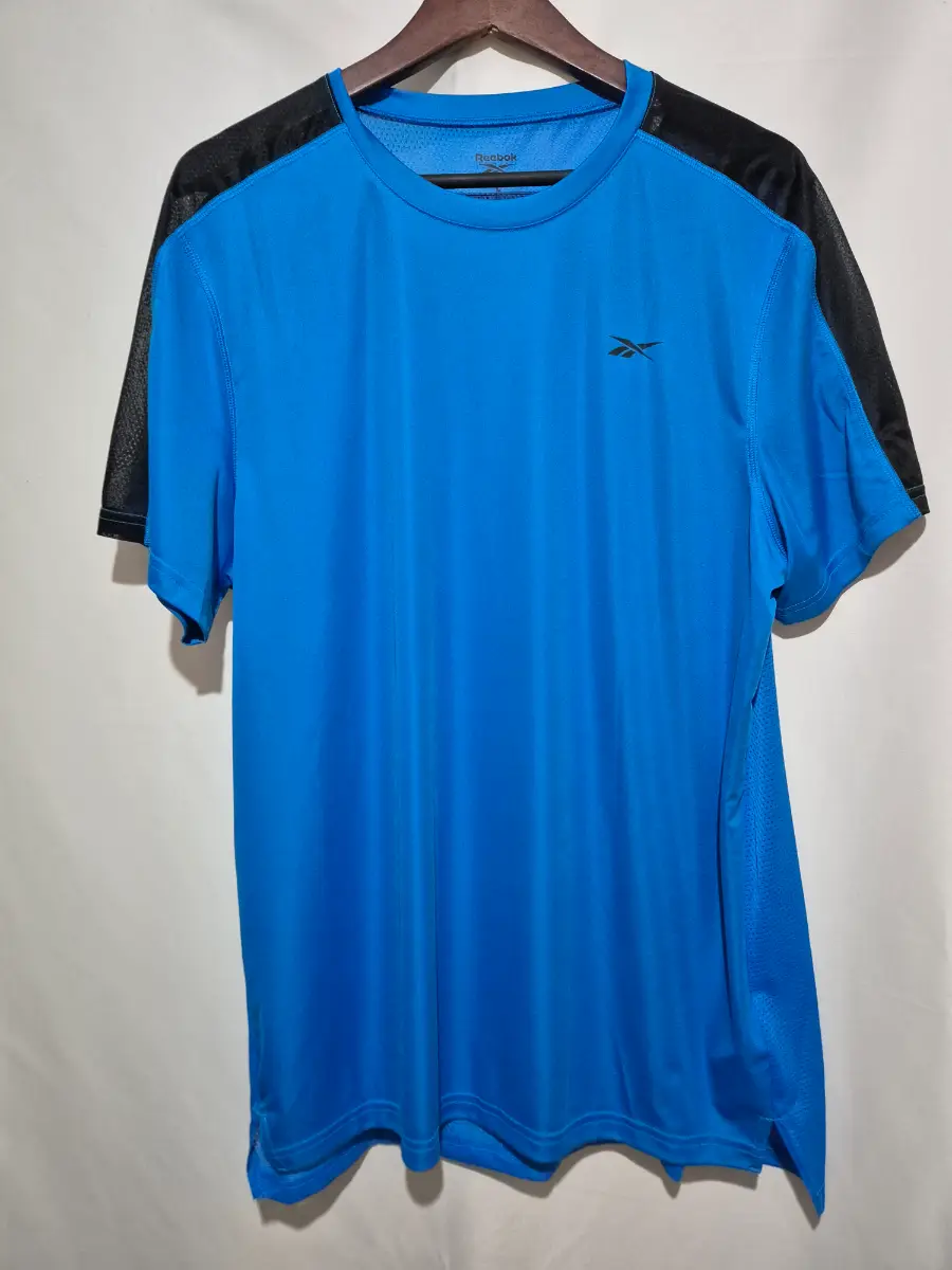 Reebok Tech Workout Ready Blue T-shirt Mens Size L Gym Running Training Mesh Top