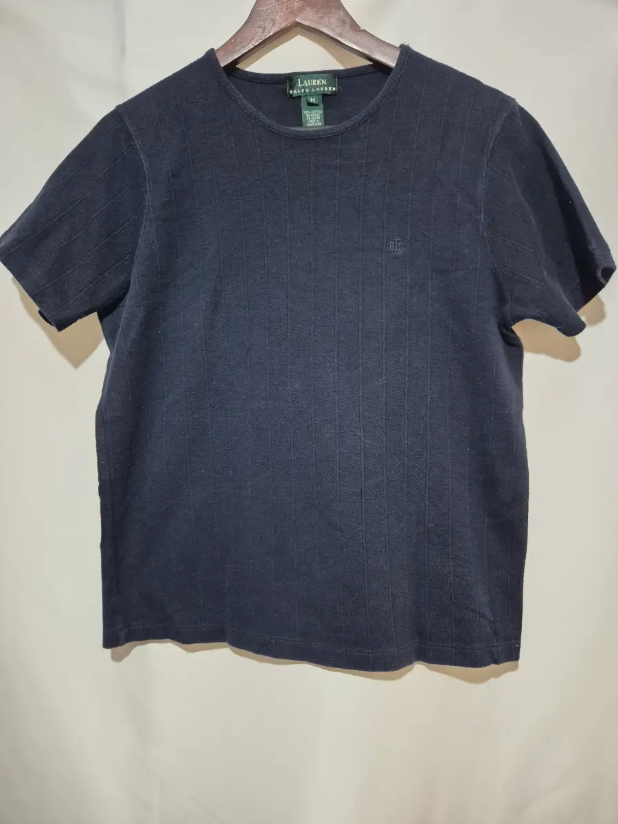 Lauren Ralph Lauren Short Sleeve T-shirt Top M Medium 12-14 Navy Cotton Knit