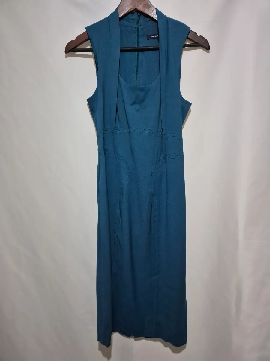 French Connection Teal Midi Dress Size 10 Sleeveless Pencil Wiggle Sheath Smart