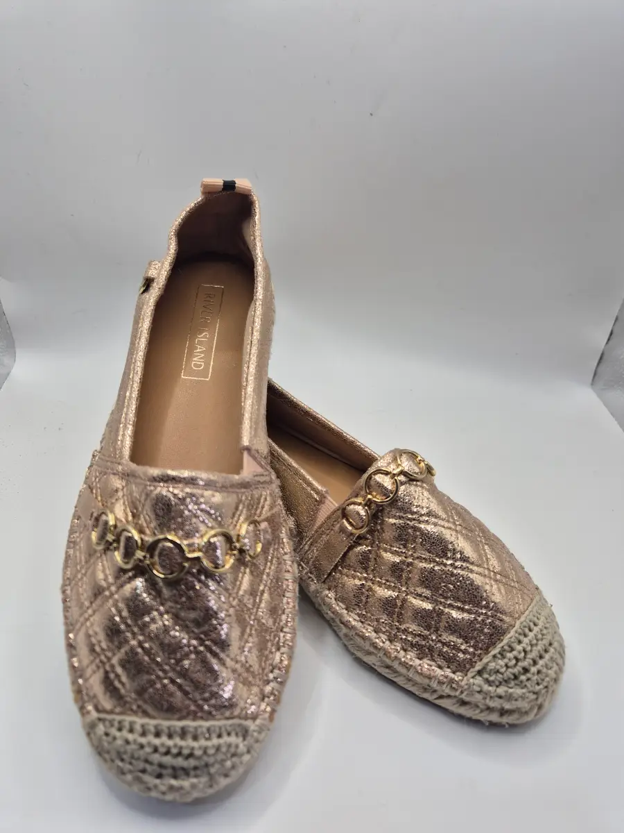 Women's River Island Shoes Espadrilles size 3 UK 36 EU Beige Rose Gold Slip on