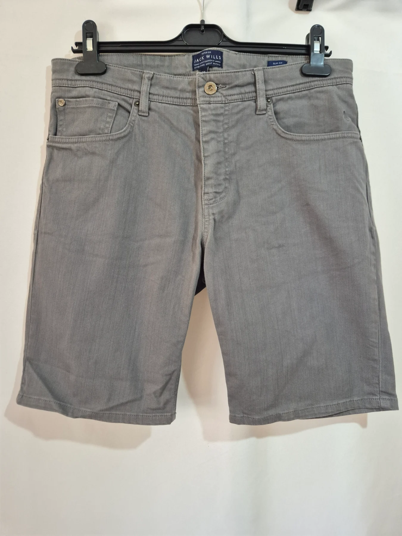 Jack Wills Grey Denim Shorts Mens Size 32R W32 Slim Fit Smart Casual Chinos