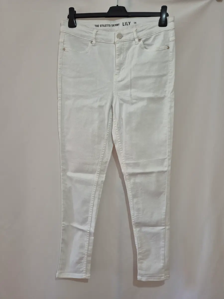 Oasis Y2K The Stiletto Skinny High Rise Jeans 12-14 (32-34 x 29) White Skinny