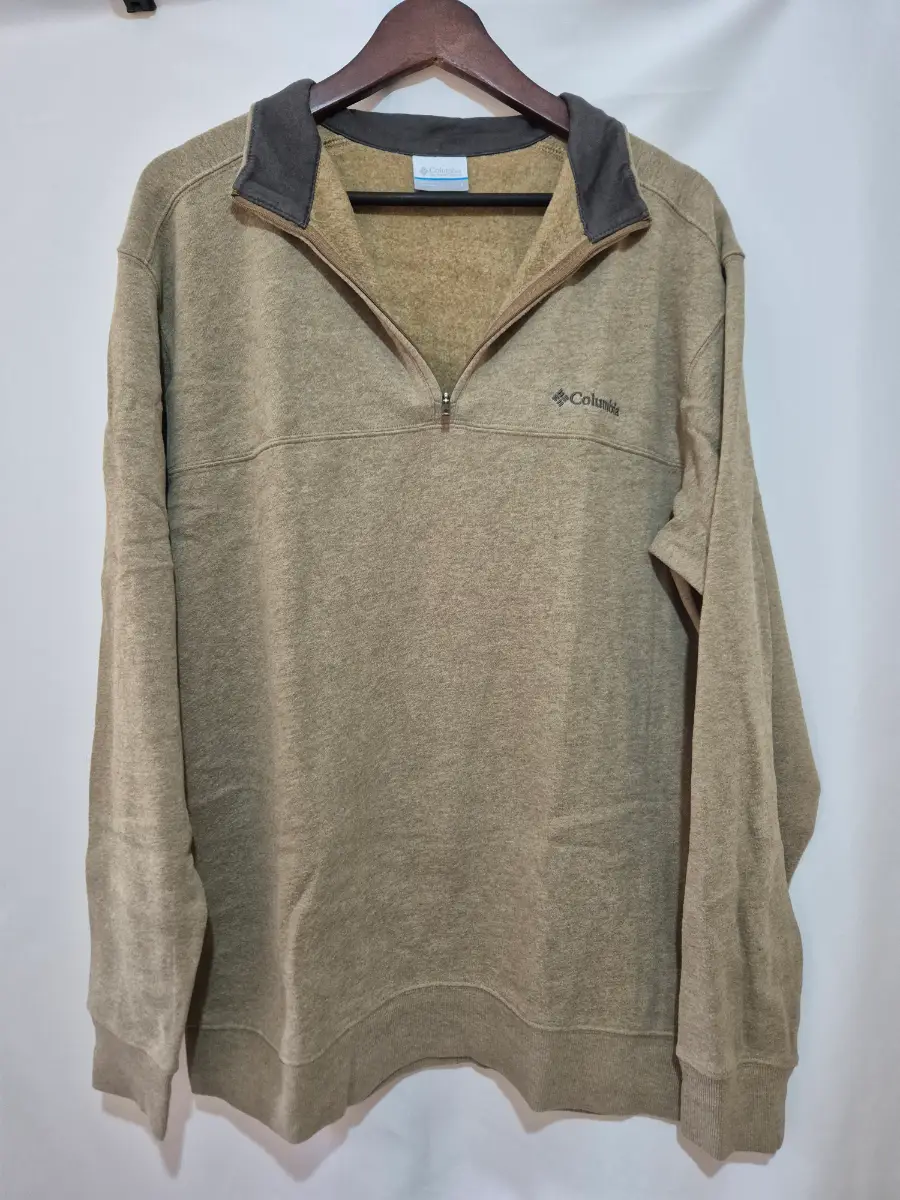 Men's Columbia Quarter Zip Sweater Jumper size L Large chest 46 Beige/Grey