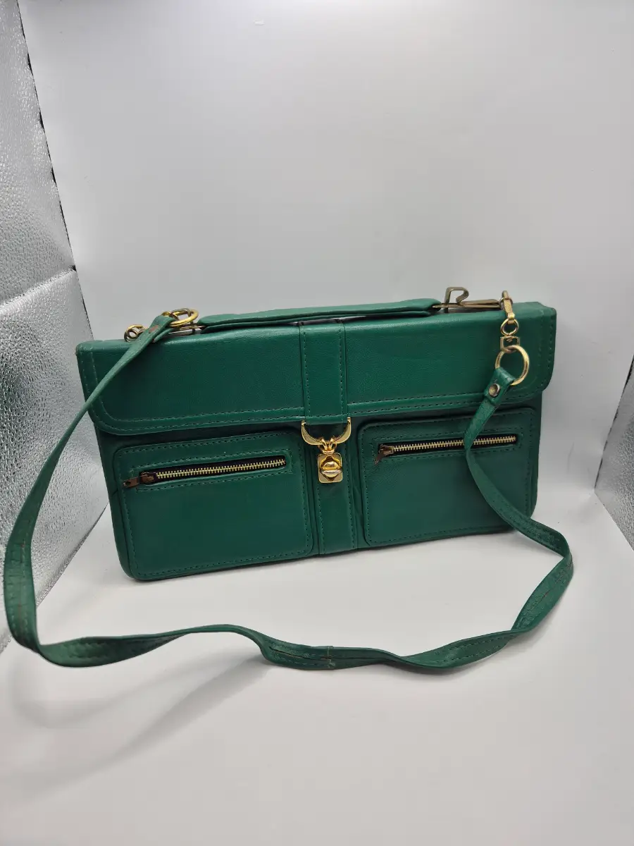 Harmony Vintage Real Leather Music Bag Satchel Crossbody Made In England 60s 70s Green