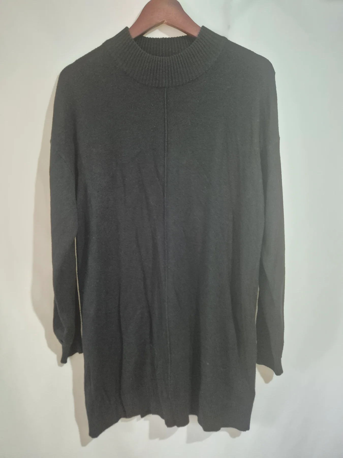 Next Black Jumper Dress Womens 12-14 M Knitted Mock Neck Longline Sweater Tunic