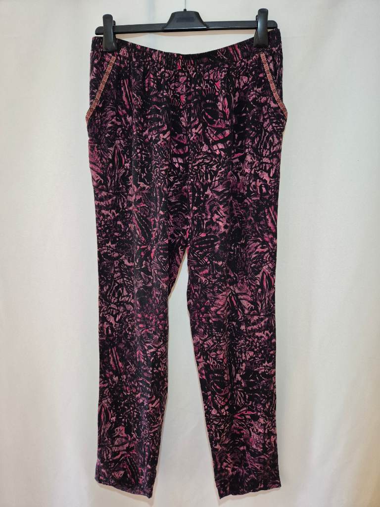 Women's Next Elasticated Waist Trousers size 10 (30 x 30) Purple Black Lightweight
