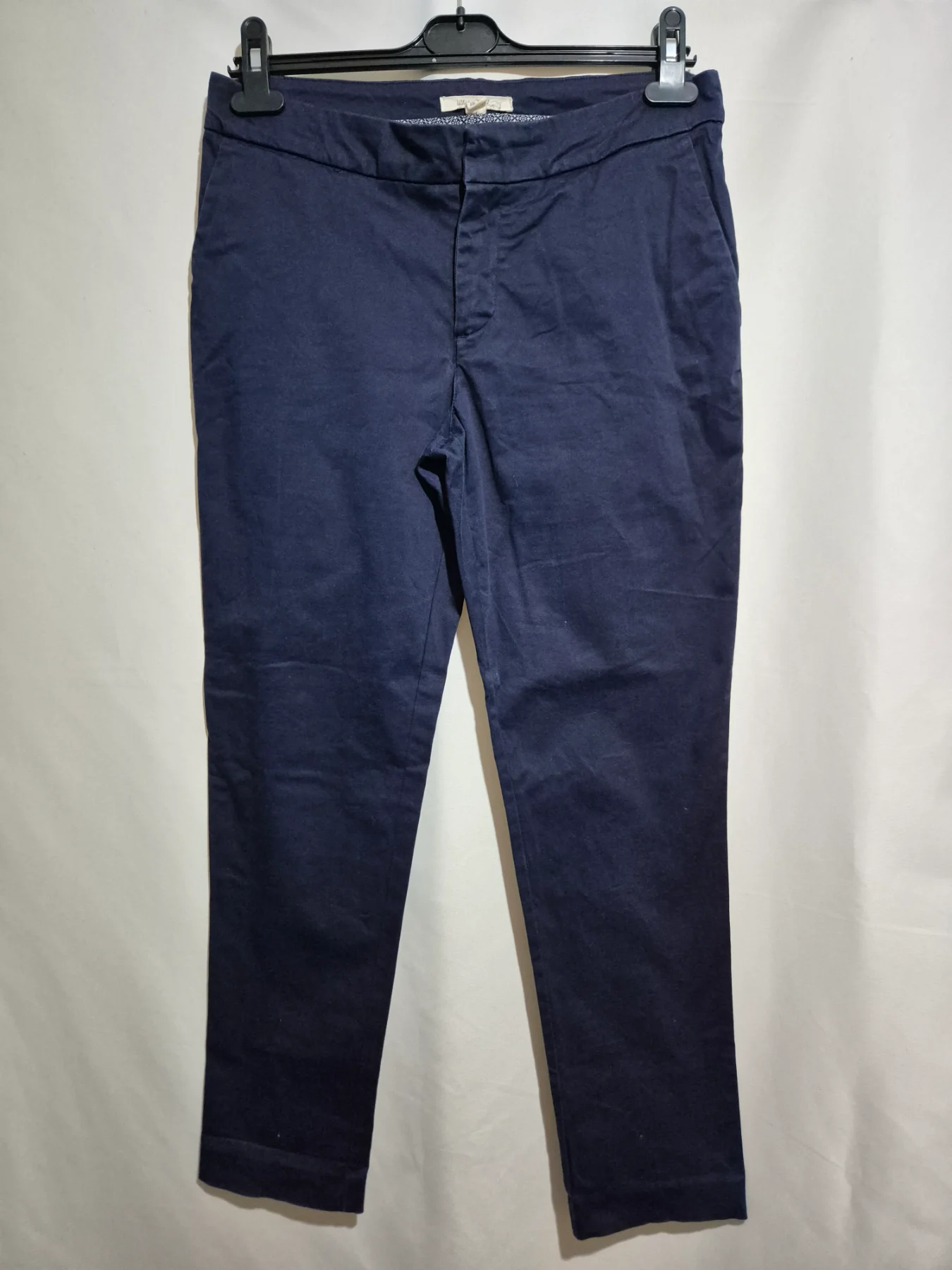 White Stuff Navy Blue Chino Trousers Womens Size 10 Cotton Blend Tapered Pants