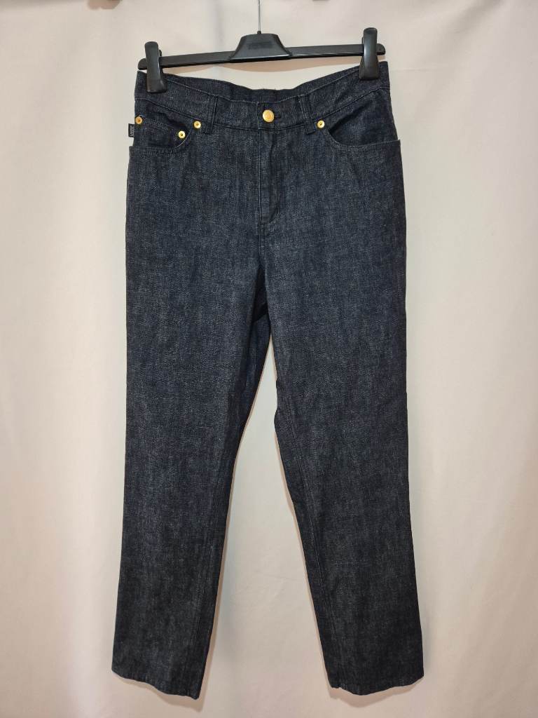 Lauren Ralph Lauren Wide Leg Trousers size 10 (30 x 28) Navy Mid Rise Denim Look