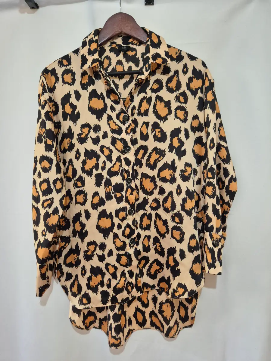 Women's River Island Long Sleeve Blouse Shirt size 10 Leopard Print Smart Casual