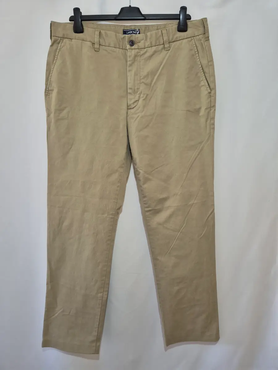 Men's Lands End Traditional Fit Chinos Trousers size 34 x 32 Beige Straight Leg