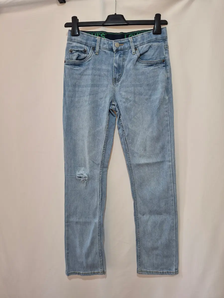 Boys Teens Mens Levi's 511 Ripped Jeans size 27 x 29 Light Blue Adjustable Waist