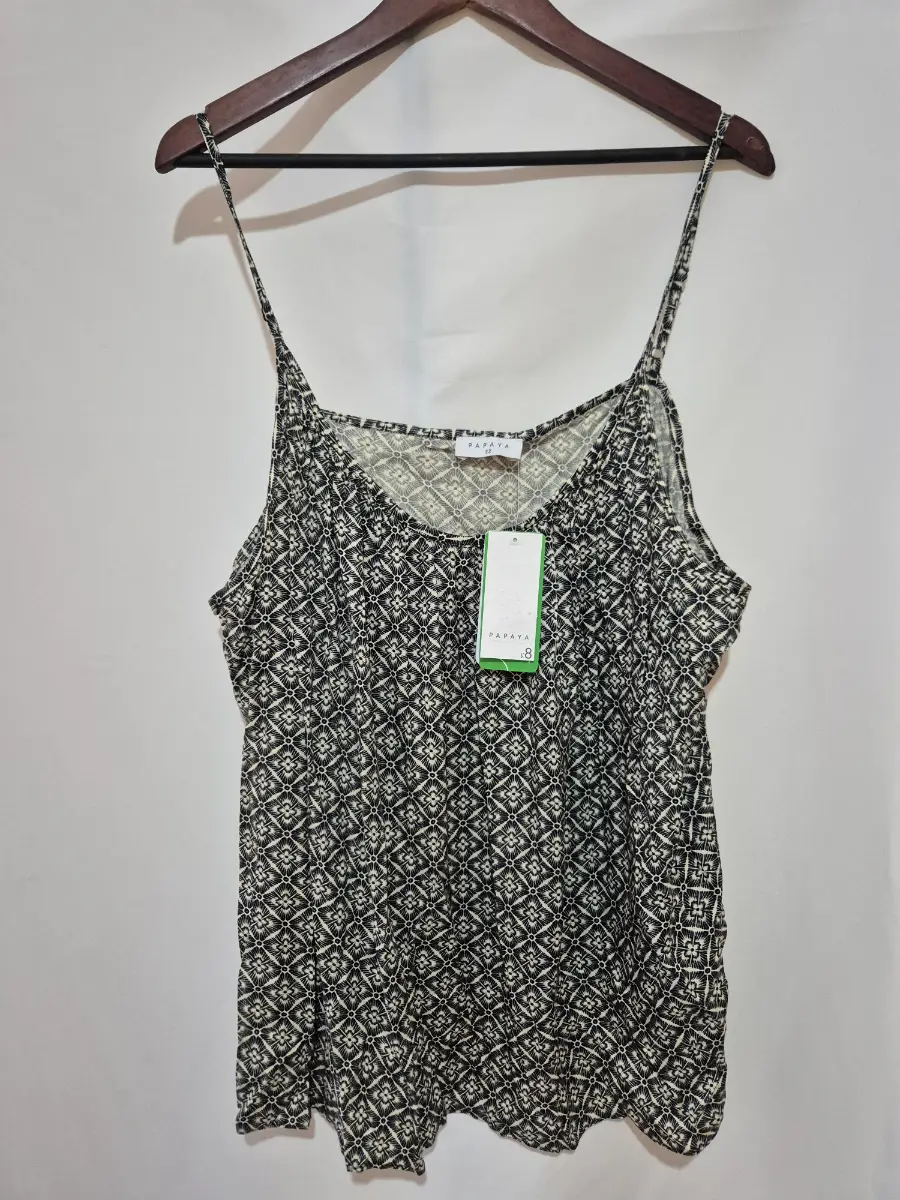 Women's Papaya Sleeveless Vest Tank Top size 22 Navy Diamond Design Summer Holiday