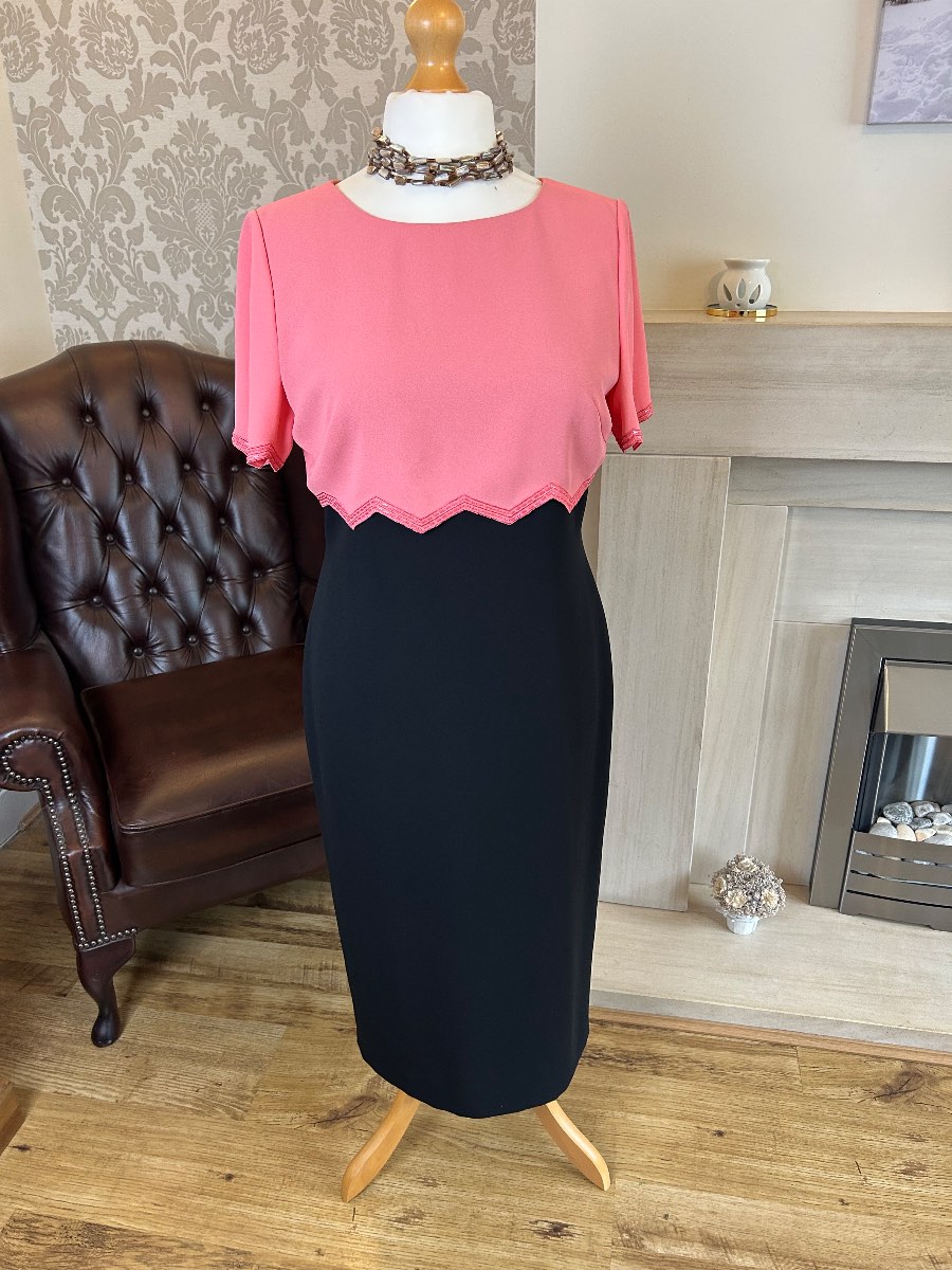 Simon Ellis Black & Coral Dress Size 14