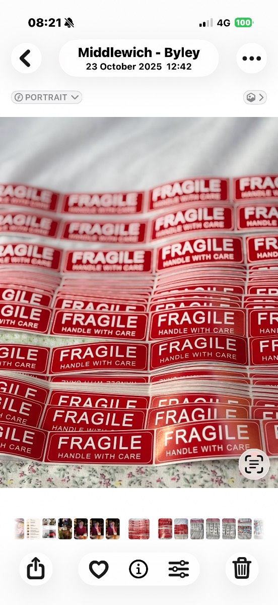fragile handle with care stickers on strips
