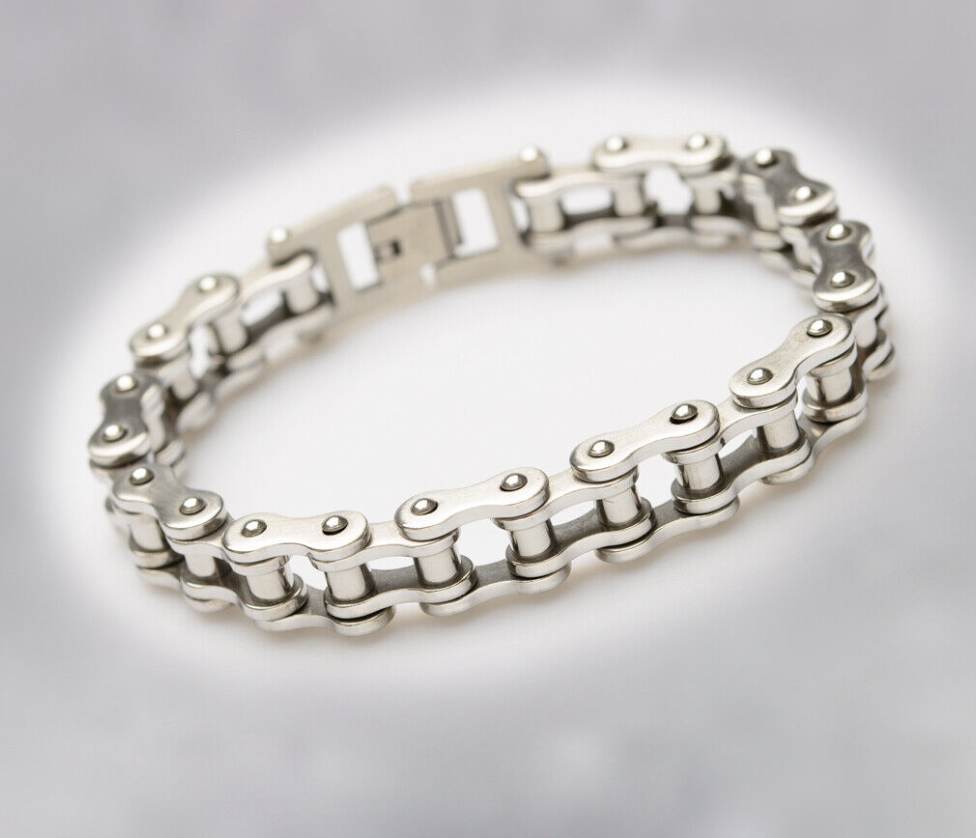 Men's Stainless Steel Silver Colourway Biker Chain Bracelet